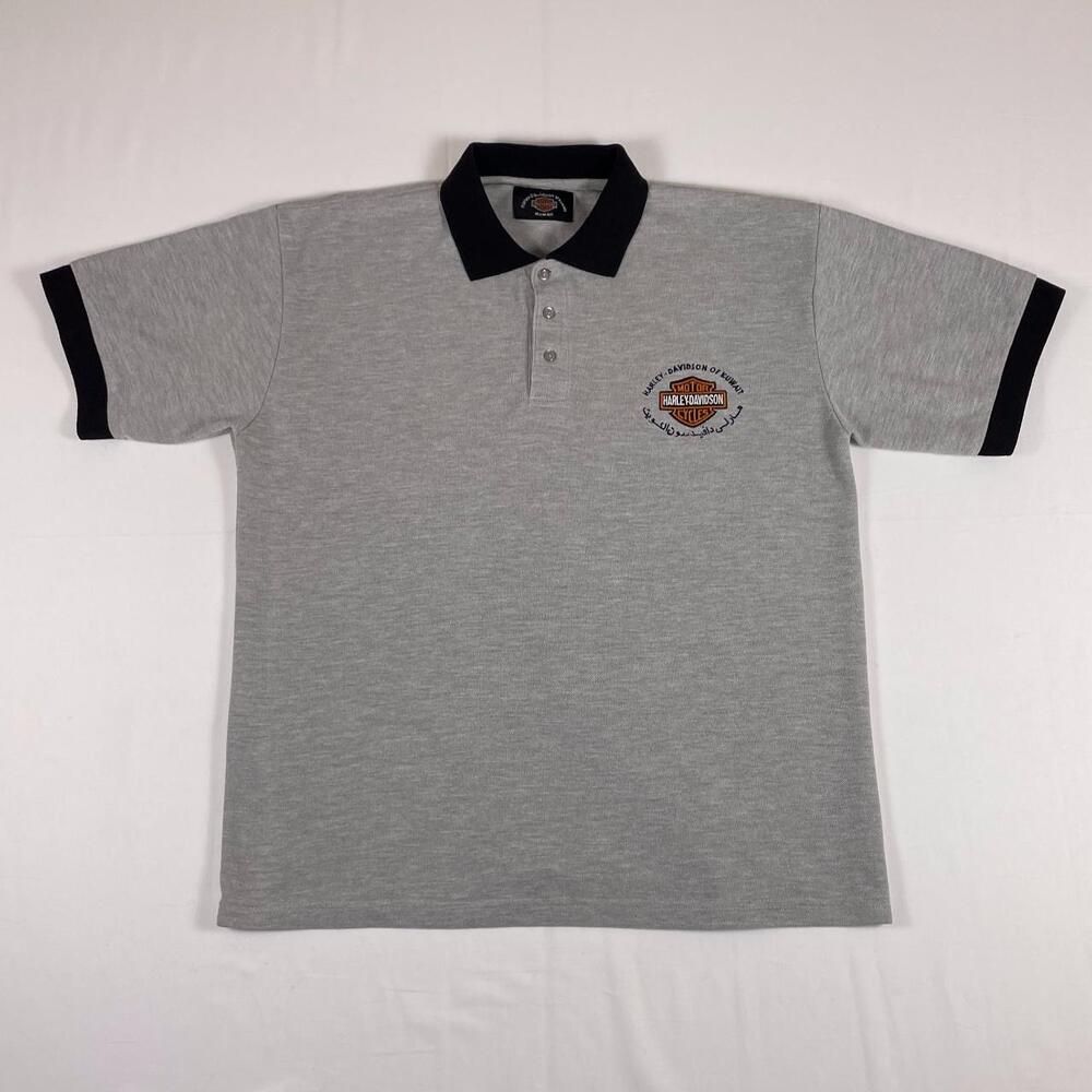 Harley-Davidson of Kuwait Polo Shirt Grey Black Bar and Shield